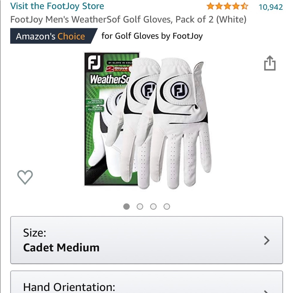 Men’s left hand golf glove